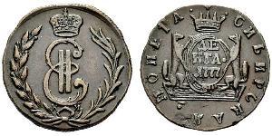1 Denga Russian Empire (1720-1917) Copper Catherine II (1729-1796)