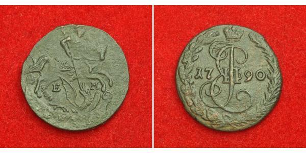 1 Denga Russian Empire (1720-1917) Copper Catherine II (1729-1796)