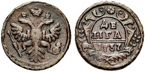 1 Denga Russisches Reich (1720-1917) Kupfer Jelisaweta I Petrowna (1709-1762)