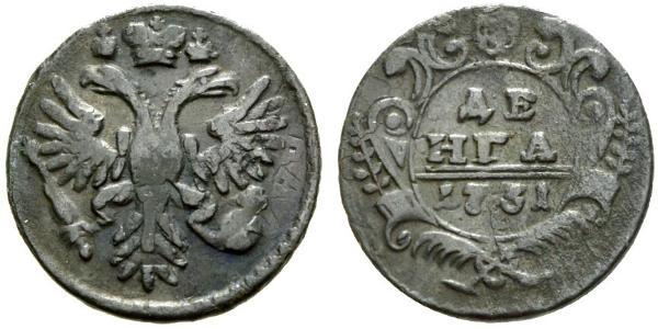 1 Denga Russisches Reich (1720-1917) Kupfer Jelisaweta I Petrowna (1709-1762)