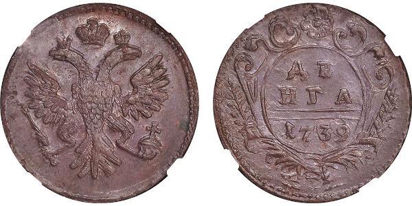 1 Denga 俄罗斯帝国 (1721 - 1917) 銅 Jelisaweta I Petrowna (1709-1762)