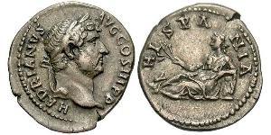1 Denier Empire romain (27BC-395) Argent Hadrien (76 - 138) 