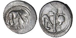 1 Denier République romaine (509BC-27BC) Argent Jules César (100BC- 44 BC)