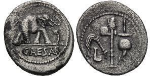 1 Denier République romaine (509BC-27BC) Argent Jules César (100BC- 44 BC)