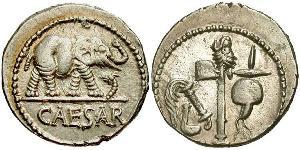 1 Denier République romaine (509BC-27BC) Argent Jules César (100BC- 44 BC)