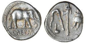 1 Denier République romaine (509BC-27BC) Argent Jules César (100BC- 44 BC)