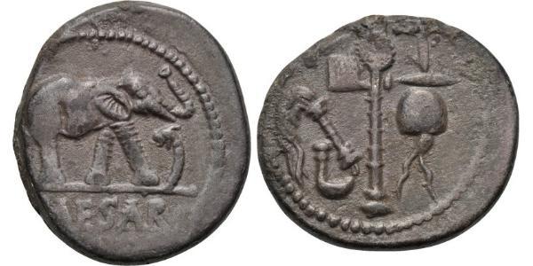 1 Denier République romaine (509BC-27BC) Argent Jules César (100BC- 44 BC)