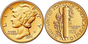 1 Dime Estados Unidos de América (1776 - ) Oro 