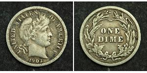 1 Dime / 10 Cent Estados Unidos de América (1776 - ) Cobre/Plata 