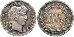 1 Dime / 10 Cent Estados Unidos de América (1776 - ) Cobre/Plata 