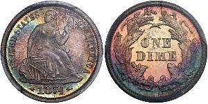 1 Dime / 10 Cent Estados Unidos de América (1776 - ) Cobre/Plata 