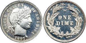 1 Dime / 10 Cent Estados Unidos de América (1776 - ) Cobre/Plata 