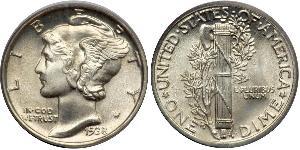 1 Dime / 10 Cent Estados Unidos de América (1776 - ) Cobre/Plata 