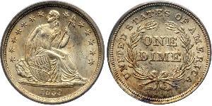 1 Dime / 10 Cent Estados Unidos de América (1776 - ) Cobre/Plata 