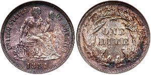 1 Dime / 10 Cent Estados Unidos de América (1776 - ) Cobre/Plata 