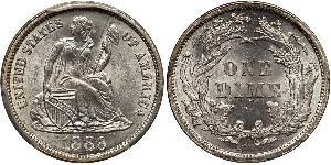 1 Dime / 10 Cent Estados Unidos de América (1776 - ) Cobre/Plata 