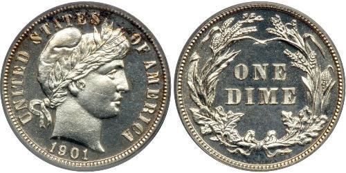 1 Dime / 10 Cent Estados Unidos de América (1776 - ) Cobre/Plata 