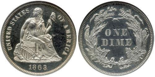 1 Dime / 10 Cent Estados Unidos de América (1776 - ) Cobre/Plata 