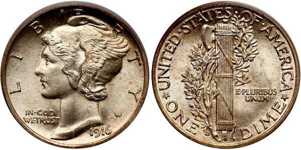 1 Dime / 10 Cent Estados Unidos de América (1776 - ) Cobre/Plata 