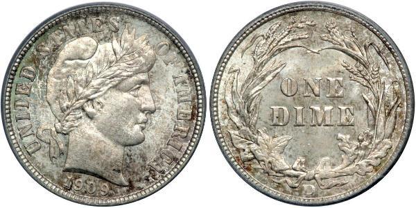 1 Dime / 10 Cent Estados Unidos de América (1776 - ) Cobre/Plata 