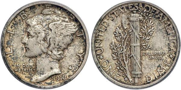1 Dime / 10 Cent Estados Unidos de América (1776 - ) Cobre/Plata 