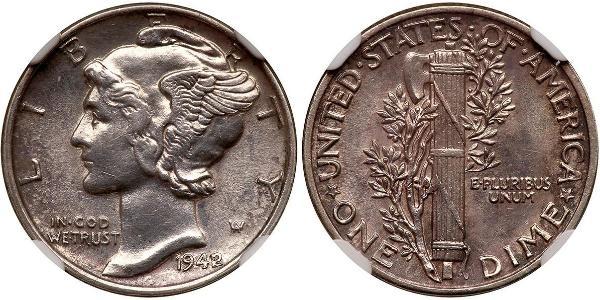 1 Dime / 10 Cent Estados Unidos de América (1776 - ) Cobre/Plata 