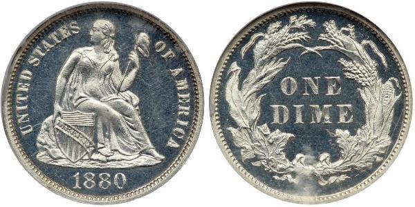 1 Dime / 10 Cent Estados Unidos de América (1776 - ) Cobre/Plata 