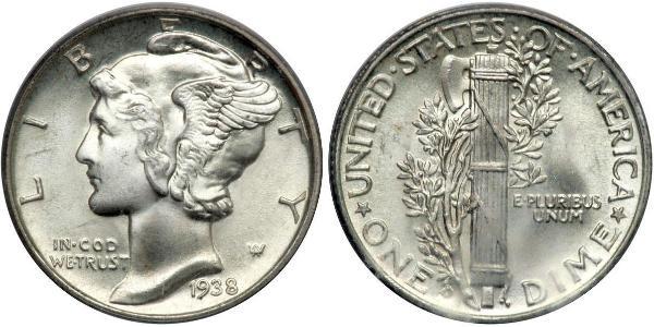 1 Dime / 10 Cent Estados Unidos de América (1776 - ) Cobre/Plata 