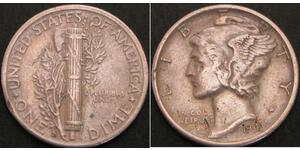 1 Dime / 10 Cent USA (1776 - ) Copper/Silver 