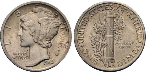 1 Dime / 10 Cent USA (1776 - ) Copper/Silver 