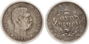 1 Dime / 10 Cent Vereinigten Staaten von Amerika (1776 - ) Silber David Kalākaua