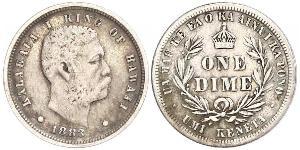 1 Dime / 10 Cent Vereinigten Staaten von Amerika (1776 - ) Silber David Kalākaua
