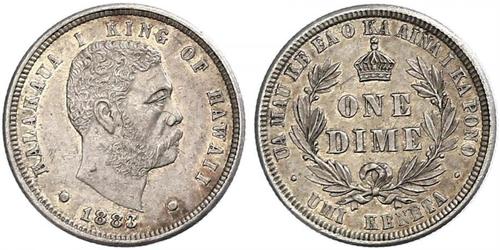 1 Dime / 10 Cent Vereinigten Staaten von Amerika (1776 - ) Silber David Kalākaua