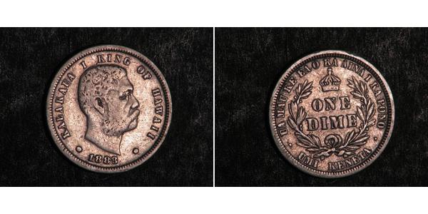 1 Dime / 10 Cent Vereinigten Staaten von Amerika (1776 - ) Silber David Kalākaua