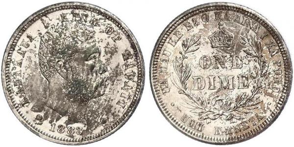 1 Dime / 10 Cent Vereinigten Staaten von Amerika (1776 - ) Silber David Kalākaua