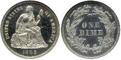 1 Dime / 10 Cent Vereinigten Staaten von Amerika (1776 - ) Silber/Kupfer 