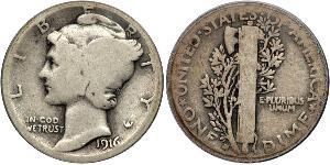 1 Dime / 10 Cent Vereinigten Staaten von Amerika (1776 - ) Silber/Kupfer 