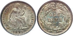1 Dime / 10 Cent Vereinigten Staaten von Amerika (1776 - ) Silber/Kupfer 