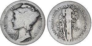 1 Dime / 10 Cent Vereinigten Staaten von Amerika (1776 - ) Silber/Kupfer 