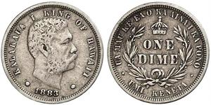 1 Dime / 10 Cent USA (1776 - ) Silver Kalākaua