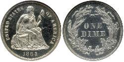 10 Цент / 1 Дайм США (1776 - ) Серебро/Медь 
