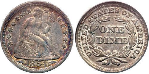 1 Dime / 10 Cent 美利堅合眾國 (1776 - ) 銀 
