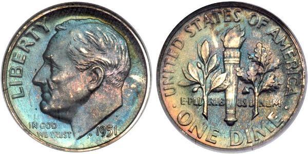 1 Dime / 10 Cent 美利堅合眾國 (1776 - ) 銀 