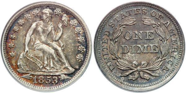 1 Dime / 10 Cent 美利堅合眾國 (1776 - ) 銀 