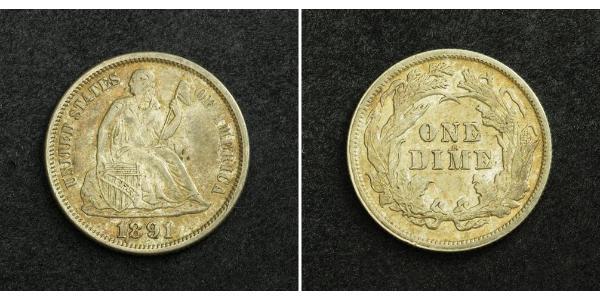 1 Dime / 10 Cent 美利堅合眾國 (1776 - ) 銀/銅 