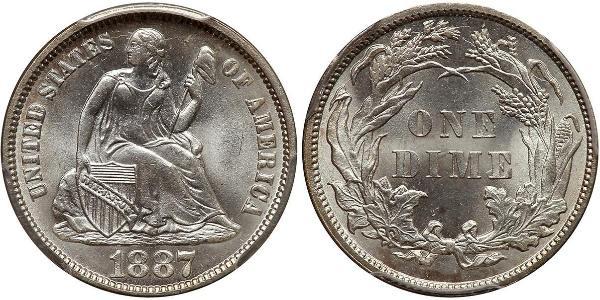 1 Dime / 10 Cent 美利堅合眾國 (1776 - ) 銀/銅 