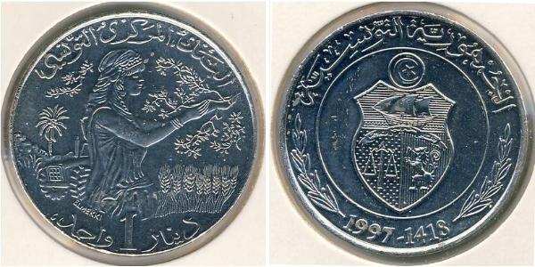 1 Dinar Tunesien Kupfer/Nickel 
