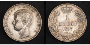 1 Dinar Serbien Silber Aleksandar Obrenović