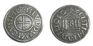 1 Dinar Frankish Empire (481-843) Silver Louis the Pious (778-840)