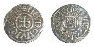 1 Dinar Frankish Empire (481-843) Silver Louis the Pious (778-840)